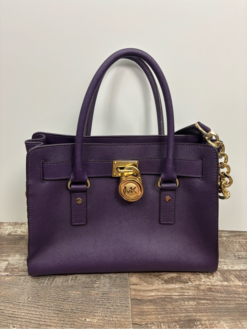 Michael Kors Purple Saffiano Leather Hamilton Bag